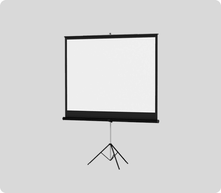 Projector screen on rent Bangalore with tripod stand — Shriram Visuals